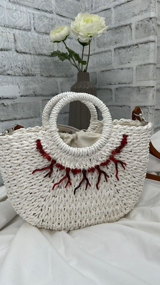CESTA DE RAFIA BLANCA