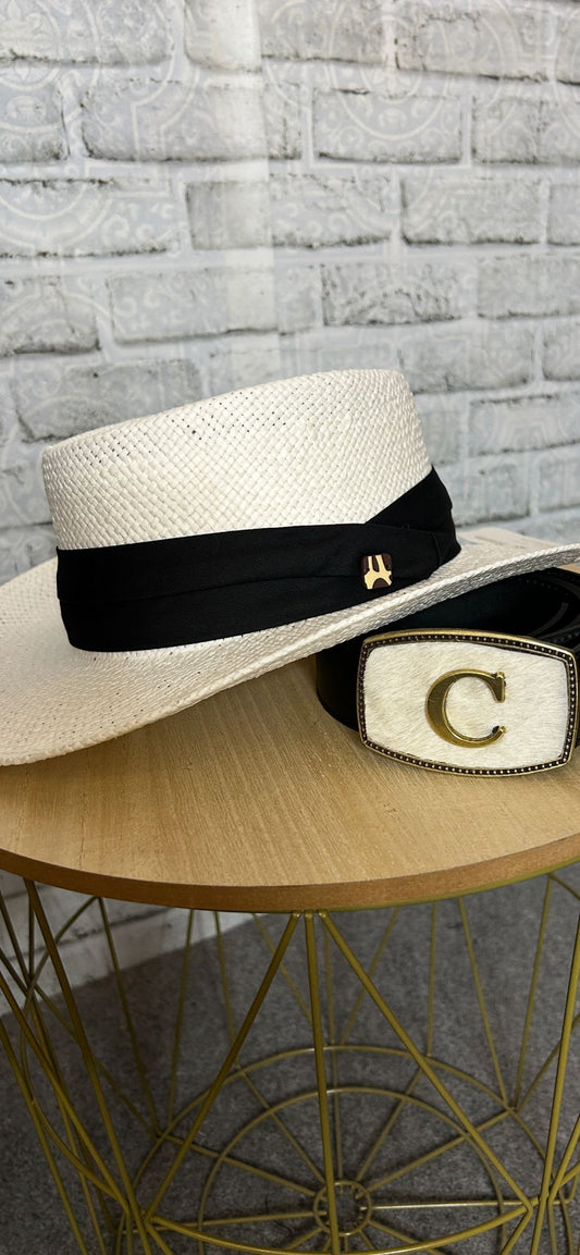 SOMBRERO MOD.ERMITA BLAMCO/ NEGR0