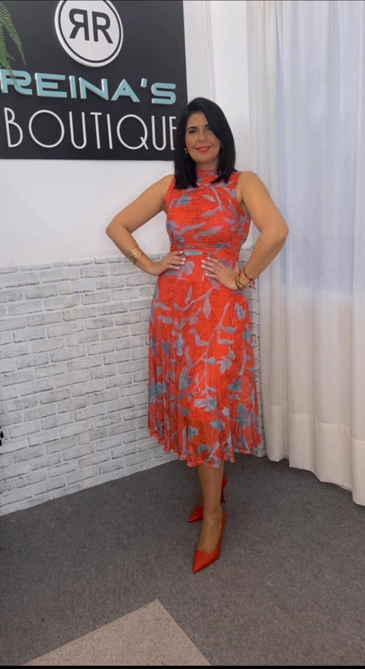 VESTIDO ESTAMPADO GASA ROSA