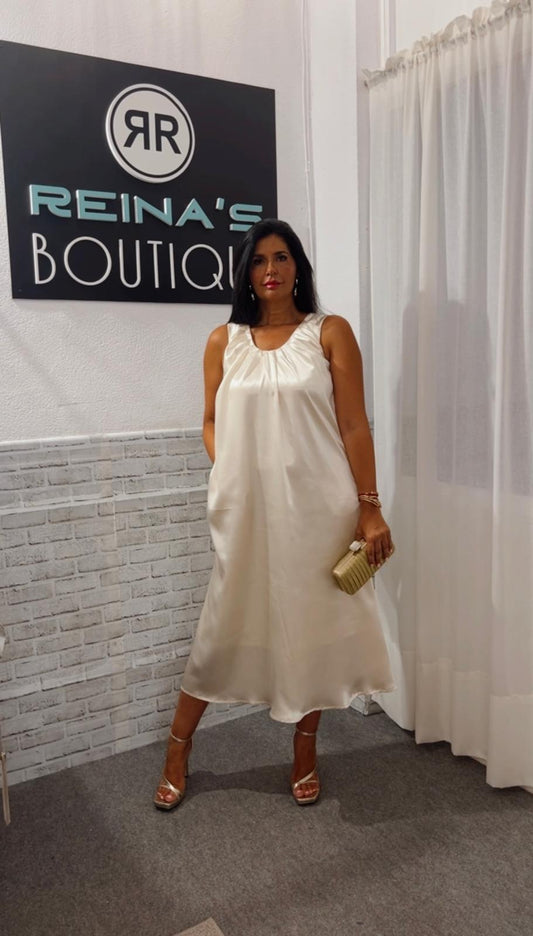 VESTIDO SATEN BEIGE