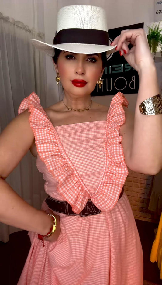 VESTIDO VICHY CORAL
